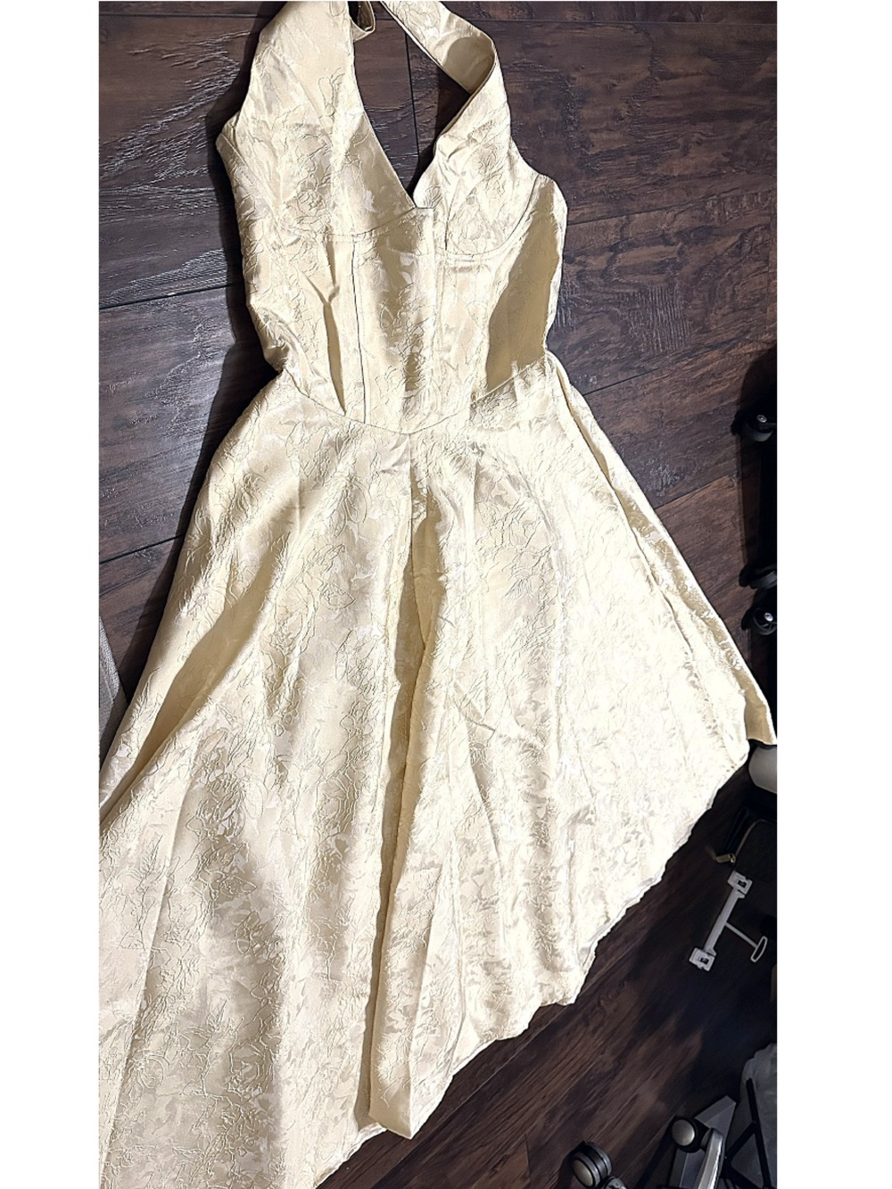 Backless Cream Halter A-Line Dress